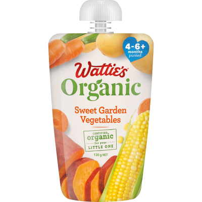 Wattie's Organic Sweet Garden Vegetables 4-6+ Months Pureed 120g