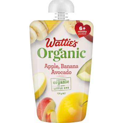 Wattie's Organic Apple Banana & Avocado 6+ Months Pureed 120g