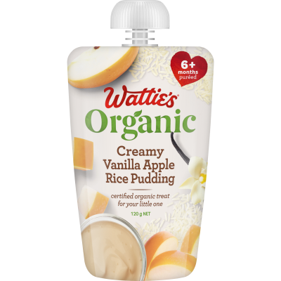 Wattie's Organic Creamy Vanilla Apple Rice Pudding 6+ Months Pureed 120g