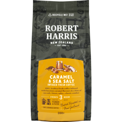 Robert Harris Caramel & Sea Salt Strength 3 Medium Infused Fresh Coffee 200g