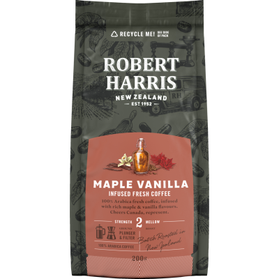 Robert Harris Maple Vanilla Strength 2 Mellow Infused Fresh Coffee 200g