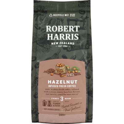 Robert Harris Hazelnut Strength 3 Medium Infused Fresh Coffee 200g