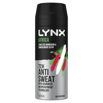 Lynx Africa Squeezed Mandarin & Sandalwood Scent 72hr Antiperspirant 165ml