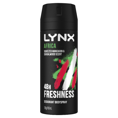 Lynx Africa Squeezed Mandarin & Cedarwood Scent 48hr Deodorant Bodyspray 165ml