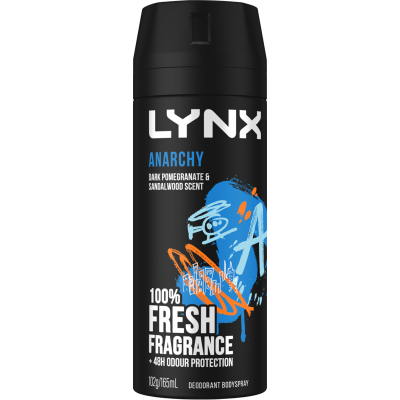 Lynx Anarchy Dark Pomegranate & Sandalwood 48hr Deodorant Antiperspirant Bodyspray 165ml