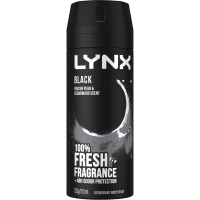 Lynx Black Frozen Pear & Cedarwood 48hr Deodorant Antiperspirant Bodyspray 165ml