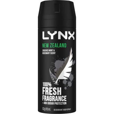 Lynx New Zealand Crushed Mint & Rosemary 48hr Deodorant Antiperspirant Bodyspray 165ml