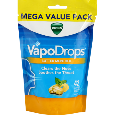 Vicks VapoDrops Butter Menthol Lozenges 42pk