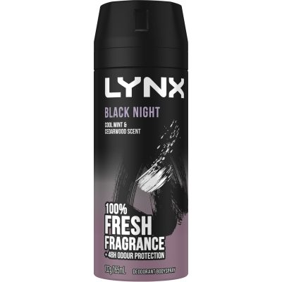 Lynx Black Night Cool Mint & Cedarwood 48hr Deodorant Antiperspirant Bodyspray 165ml