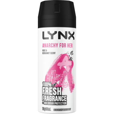 Lynx Anarchy For Her Rose & Bergamot 48hr Deodorant Antiperspirant Bodyspray 165ml