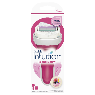 Schick Intuition Island Berry Razor Kit +2 Cartridges 1pk