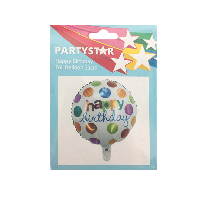 Korbond Partystar Happy Birthday Foil Balloon 35cm ea
