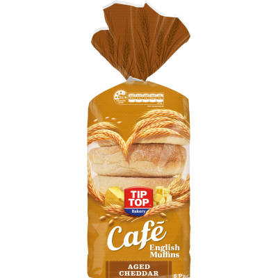 Tip Top Cafe Aged Cheddar English Muffins 390g