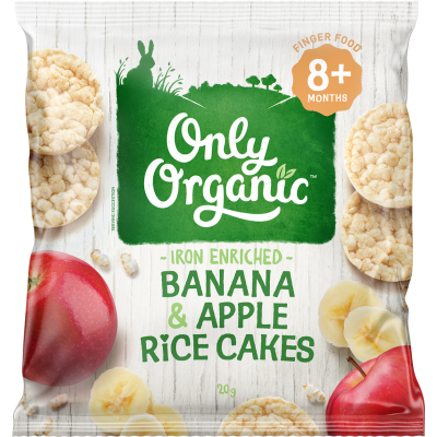 Only Organic Banana & Apple Rice Cakes 8+ Months 20g