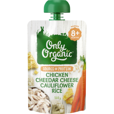 Only Organic Chicken Cheddar Cheese Cauliflower Rice 8+ Months 120g