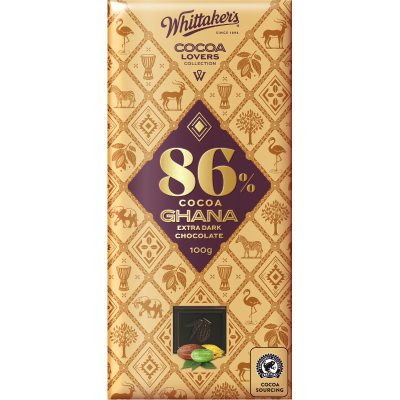 Whittaker's Cocoa Lovers Collection 86% Ghana Dark Chocolate Block 100g