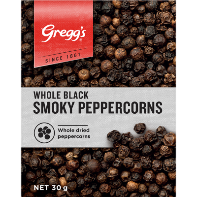 Gregg's Whole Black Smoky Peppercorns 30g