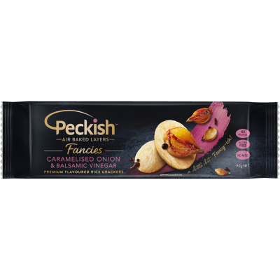 Peckish Fancies Caramelised Onion & Balsamic Vinegar Flavoured Rice Crackers 90g