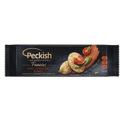 Peckish Fancies Vine Tomatoes & Basil Premium Flavoured Rice Crackers 90g