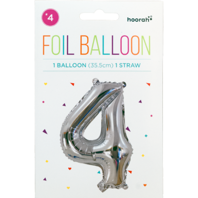Hoorah Silver Foil Balloon No.4 1pk