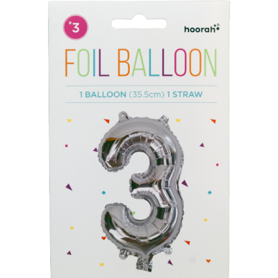 Hoorah Silver Foil Balloon No.3 1pk