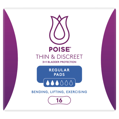 Poise Thin & Discreet Regular Pads 16pk