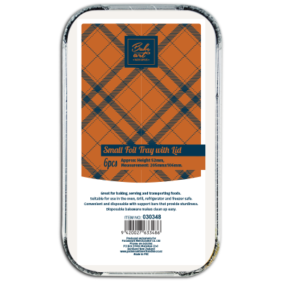 BakeArt Small Foil Tray With Lid 6pk