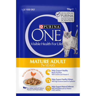 Purina ONE Chicken In Gravy Mature Adult 7+ Years Cat Food 70g