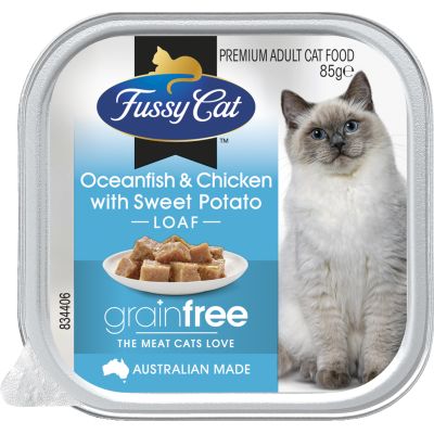 Fussy Cat Grainfree Oceanfish & Chicken With Sweet Potato Loaf Premium Adult Cat Food 85g