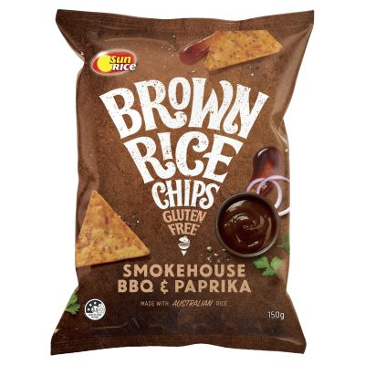 SunRice Smokehouse BBQ & Paprika Brown Rice Chips 150g