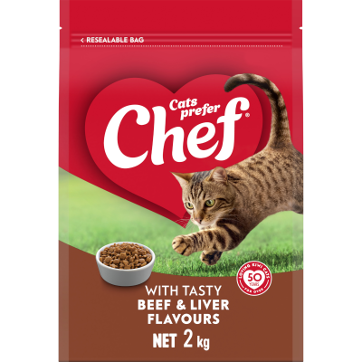 Chef Tasty Beef & Liver Flavours Cat Food 2kg