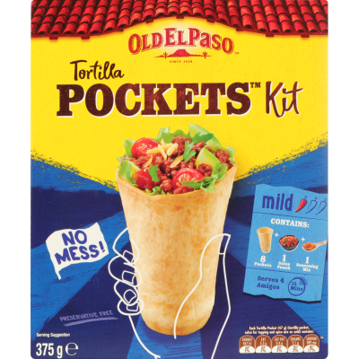 Old El Paso Tortilla Mild Pocket Kit 375g