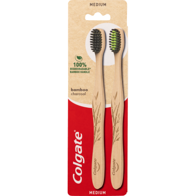Colgate Bamboo Charcoal Medium Toothbrush 2pk