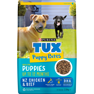 Purina TUX Puppy Bites Puppies NZ Chicken & Beef Dog Food 2.5kg