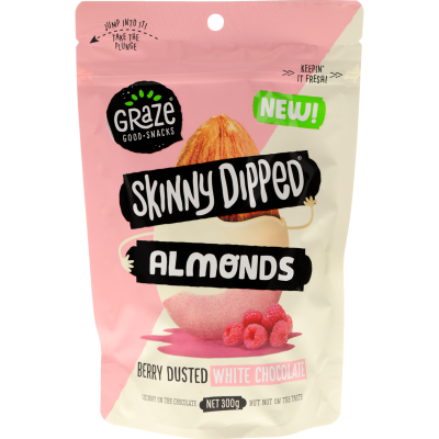Graze Skinny Dipped Berry Dusted White Chocolate Almonds 300g