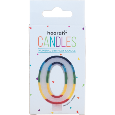 Hoorah Rainbow Numeral Birthday Candle No.0 1pk