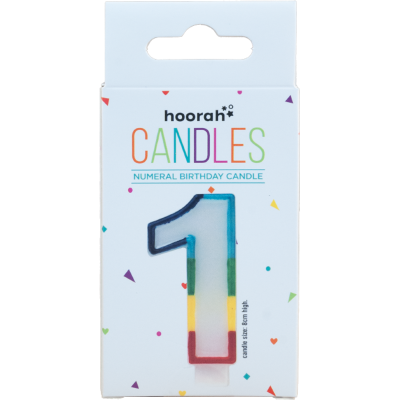 Hoorah Rainbow Numeral Birthday Candle No.1 1pk
