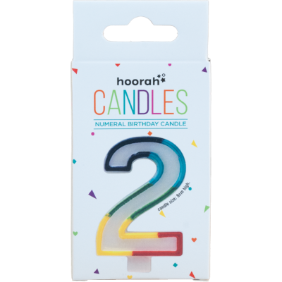 Hoorah Rainbow Numeral Birthday Candle No.2 1pk