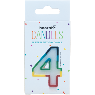 Hoorah Rainbow Numeral Birthday Candle No.4 1pk