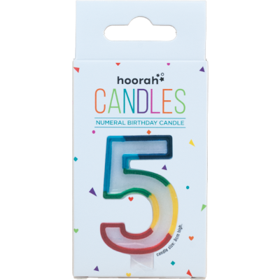 Hoorah Rainbow Numeral Birthday Candle No.5 1pk