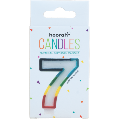 Hoorah Rainbow Numeral Birthday Candle No.7 1pk