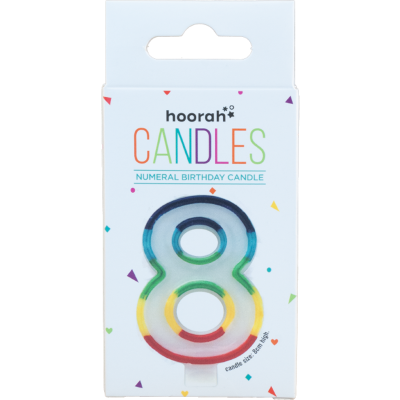 Hoorah Rainbow Numeral Birthday Candle No.8 1pk