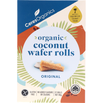 Ceres Organics Organic Original Coconut Wafer Rolls 80g