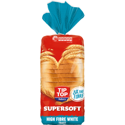 Tip Top Supersoft High Fibre White Toast Bread 700g