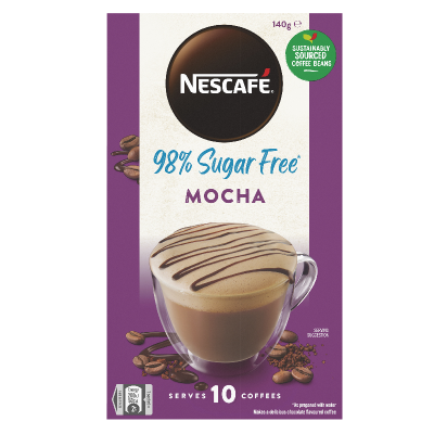 Nescafe 98% Sugar Free Mocha Coffee Sachets 10 x 14g