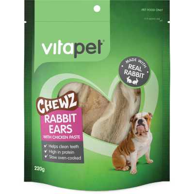 VitaPet Chewz Rabbit Ears with Chicken Paste Dog Treat 220g