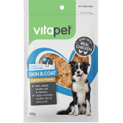 VitaPet Skin & Coat Chicken & Veggies Dog Treats 100g