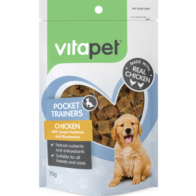 VitaPet Pocket Trainers Chicken Sweet Potato & Blueberries Dog Treats 70g