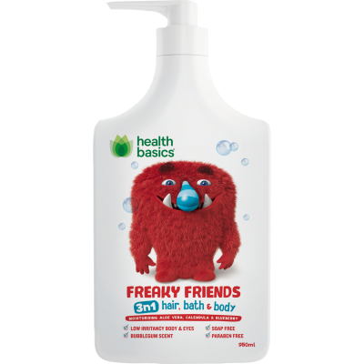 Health Basics Freaky Friends 3 In 1 Hair Bath & Body Wash 950ml