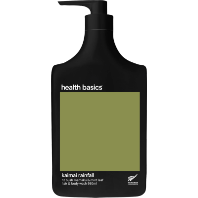 Health Basics Kaimai Rainfall NZ Bush Mamaku & Mint Leaf Hair & Body Wash 950ml